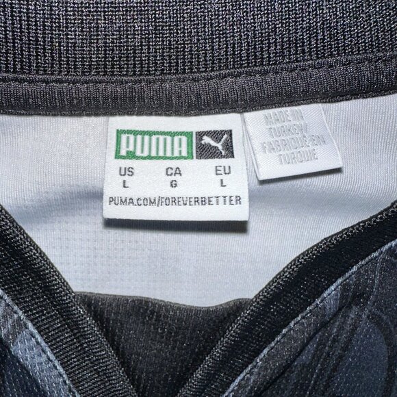 Puma Football Jersey Black Printed Logo Short Sleeve Baby Tee Women's Large L - Picture 5 of 9